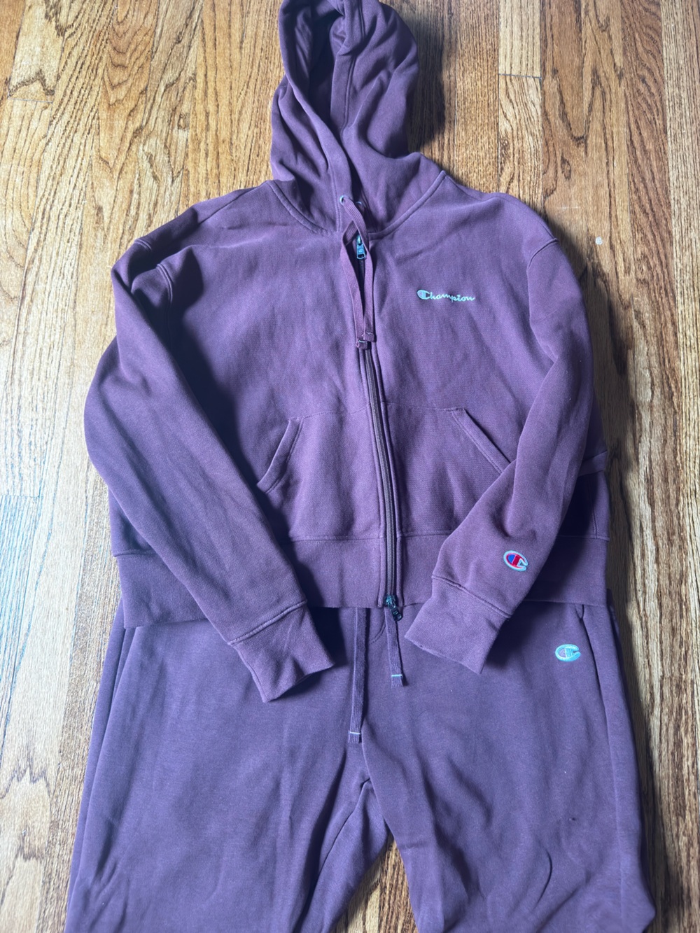 Champion Full-Zip Hoodie Jacket and Jogger Pant Set in Maroon